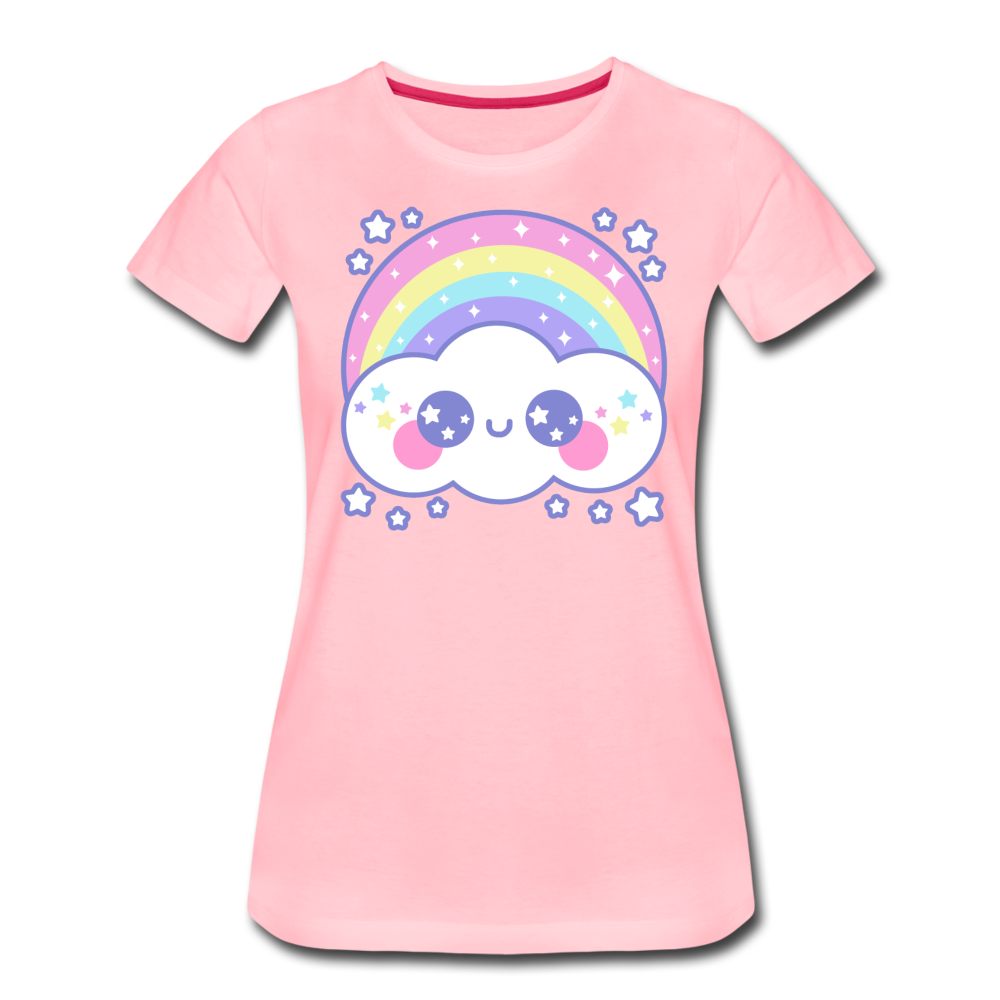 Happy Rainbow Cloud Women’s Premium T-Shirt - pink