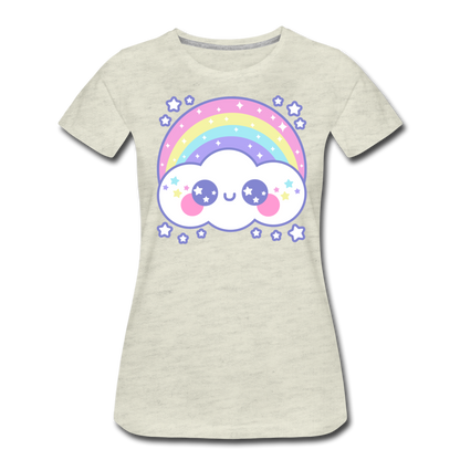 Happy Rainbow Cloud Women’s Premium T-Shirt - heather oatmeal