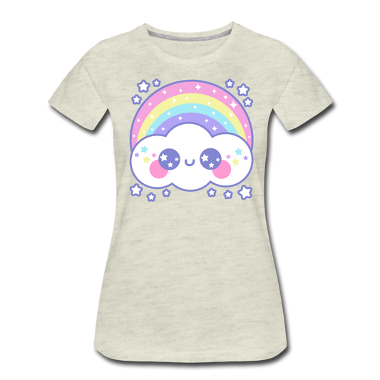 Happy Rainbow Cloud Women’s Premium T-Shirt - heather oatmeal