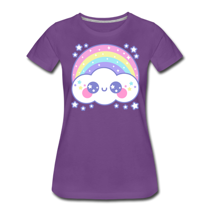 Happy Rainbow Cloud Women’s Premium T-Shirt - purple
