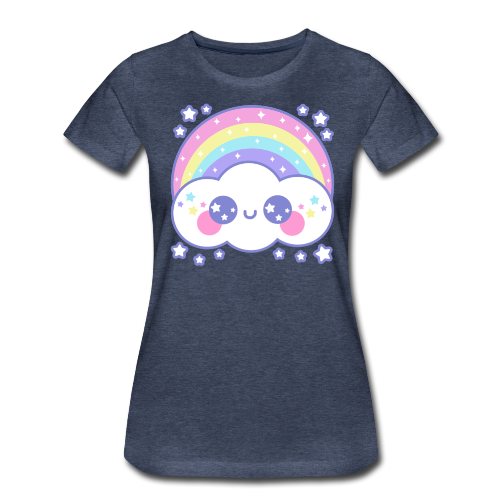 Happy Rainbow Cloud Women’s Premium T-Shirt - heather blue