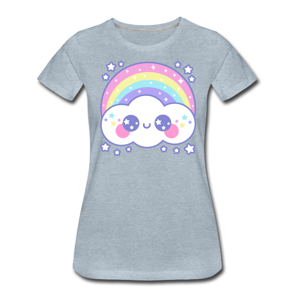 Happy Rainbow Cloud Women’s Premium T-Shirt - heather ice blue