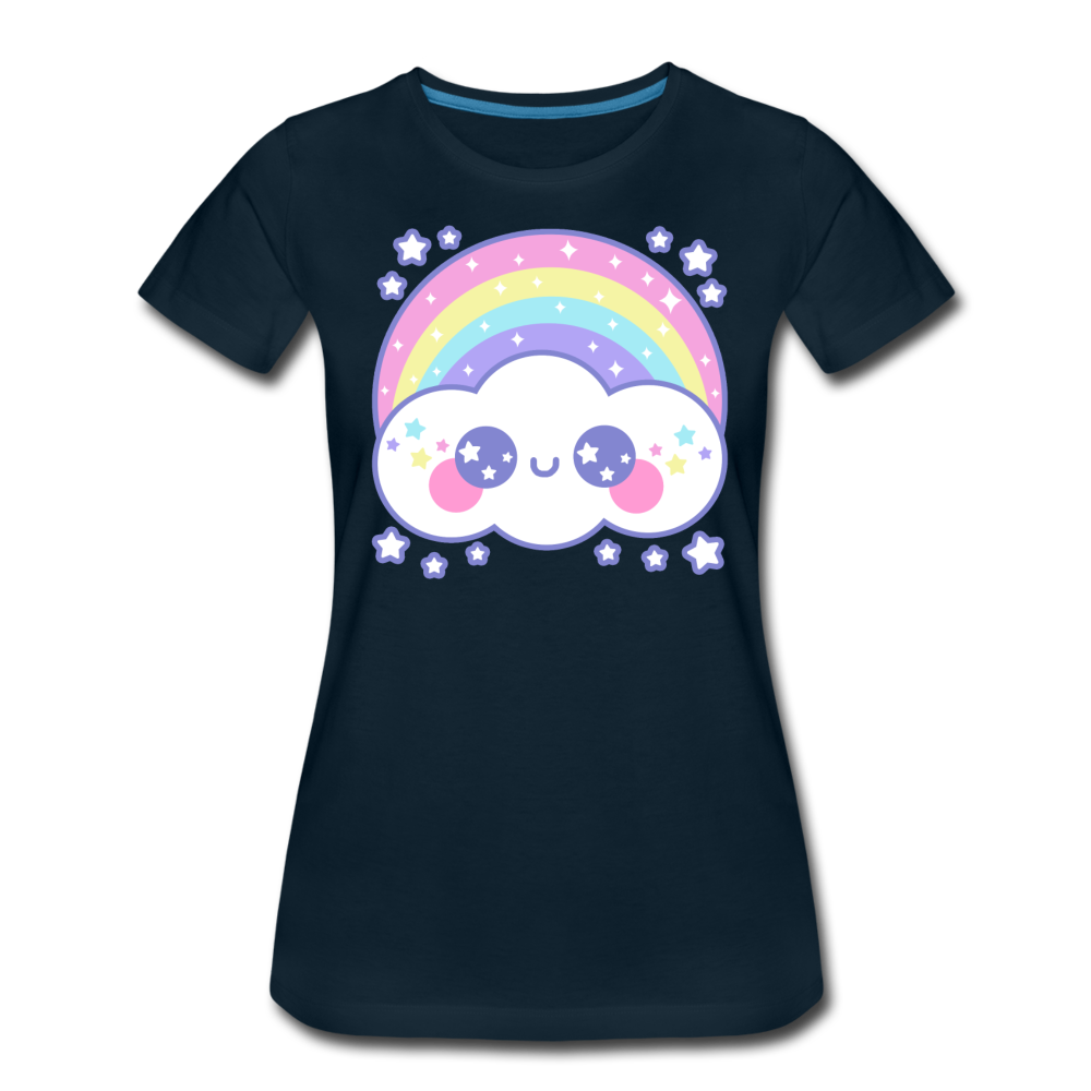 Happy Rainbow Cloud Women’s Premium T-Shirt - deep navy