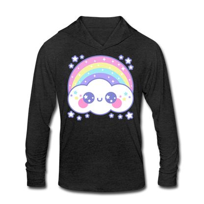 Happy Rainbow Cloud Unisex Tri-Blend Hoodie Shirt - heather black