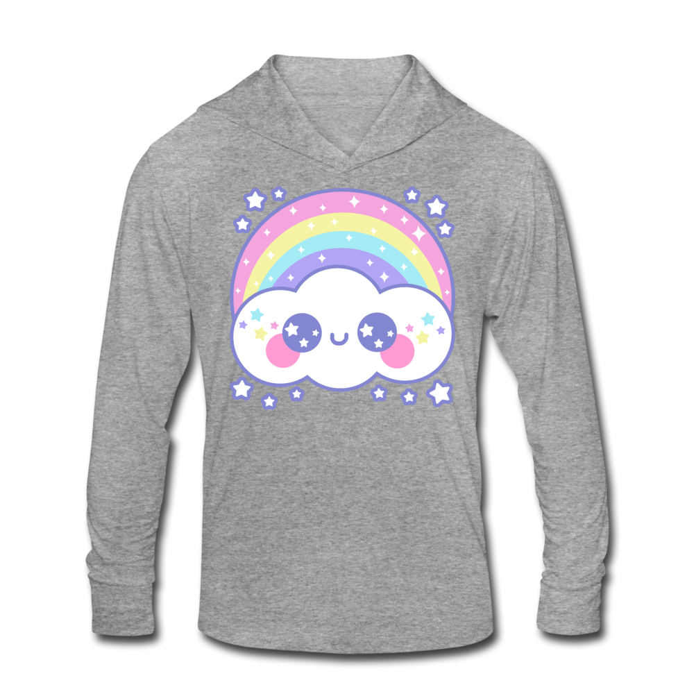 Happy Rainbow Cloud Unisex Tri-Blend Hoodie Shirt - heather gray