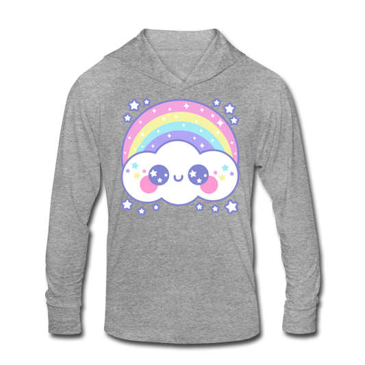 Happy Rainbow Cloud Unisex Tri-Blend Hoodie Shirt - heather gray