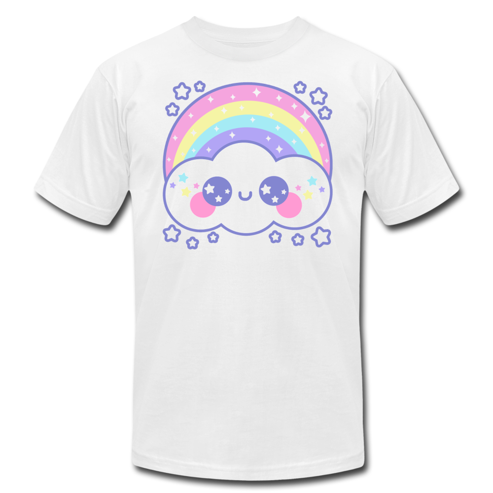Happy Rainbow Cloud Unisex Jersey T-Shirt - white
