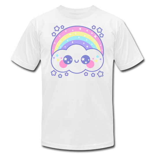 Happy Rainbow Cloud Unisex Jersey T-Shirt - white