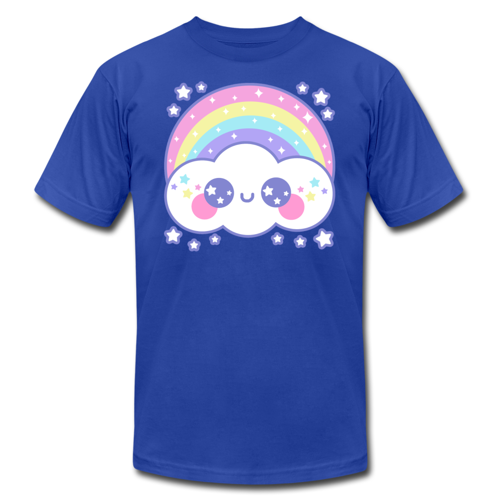 Happy Rainbow Cloud Unisex Jersey T-Shirt - royal blue