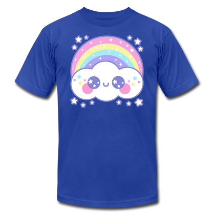 Happy Rainbow Cloud Unisex Jersey T-Shirt - royal blue