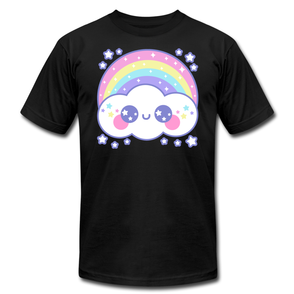Happy Rainbow Cloud Unisex Jersey T-Shirt - black