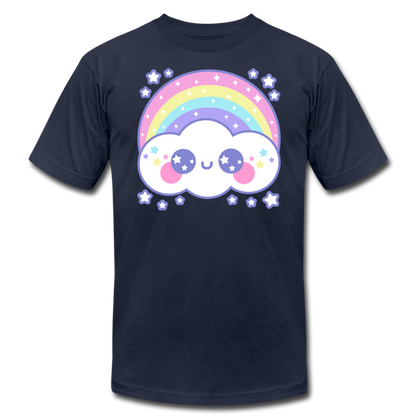Happy Rainbow Cloud Unisex Jersey T-Shirt - navy