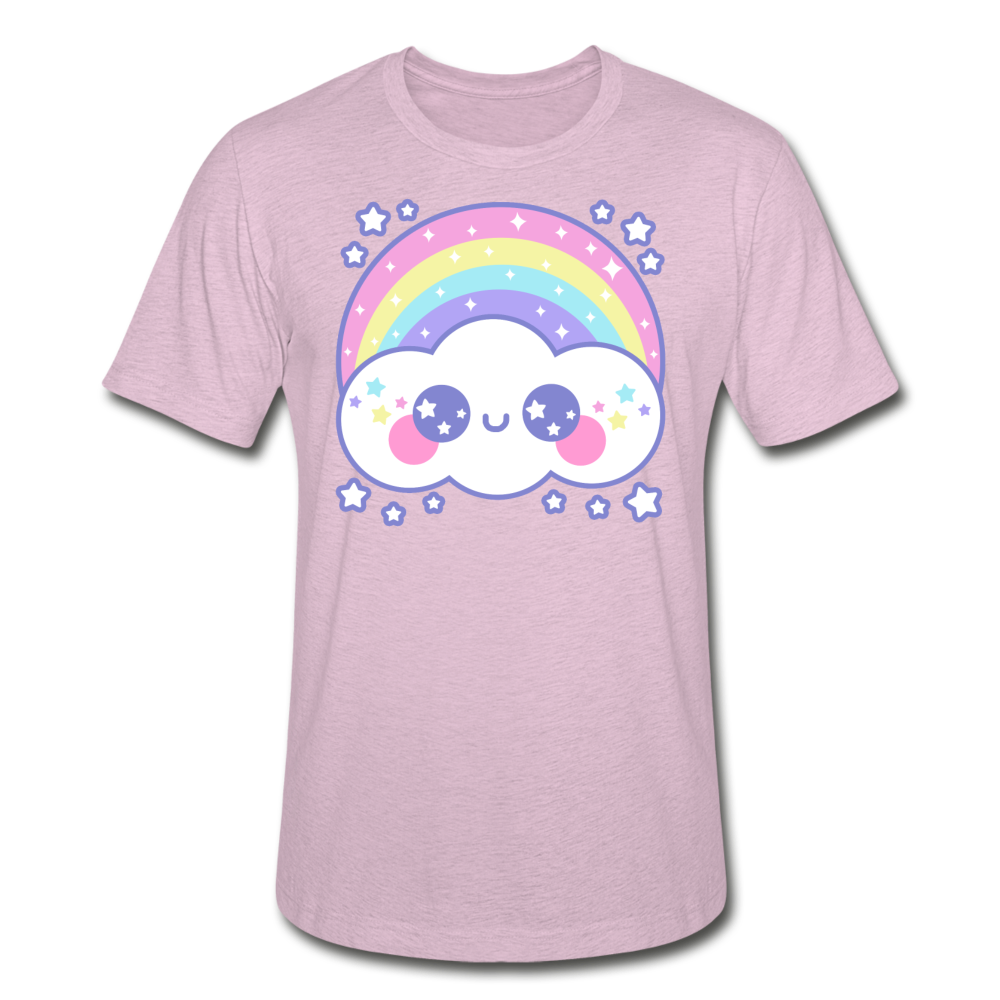 Happy Rainbow Cloud Unisex Heather Prism T-Shirt - heather prism lilac
