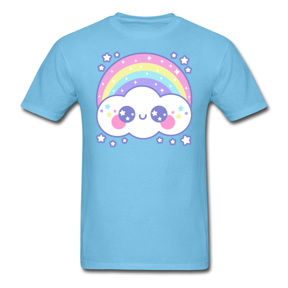Happy Rainbow Cloud Unisex Classic T-Shirt - aquatic blue