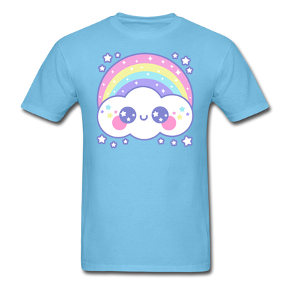 Happy Rainbow Cloud Unisex Classic T-Shirt - aquatic blue