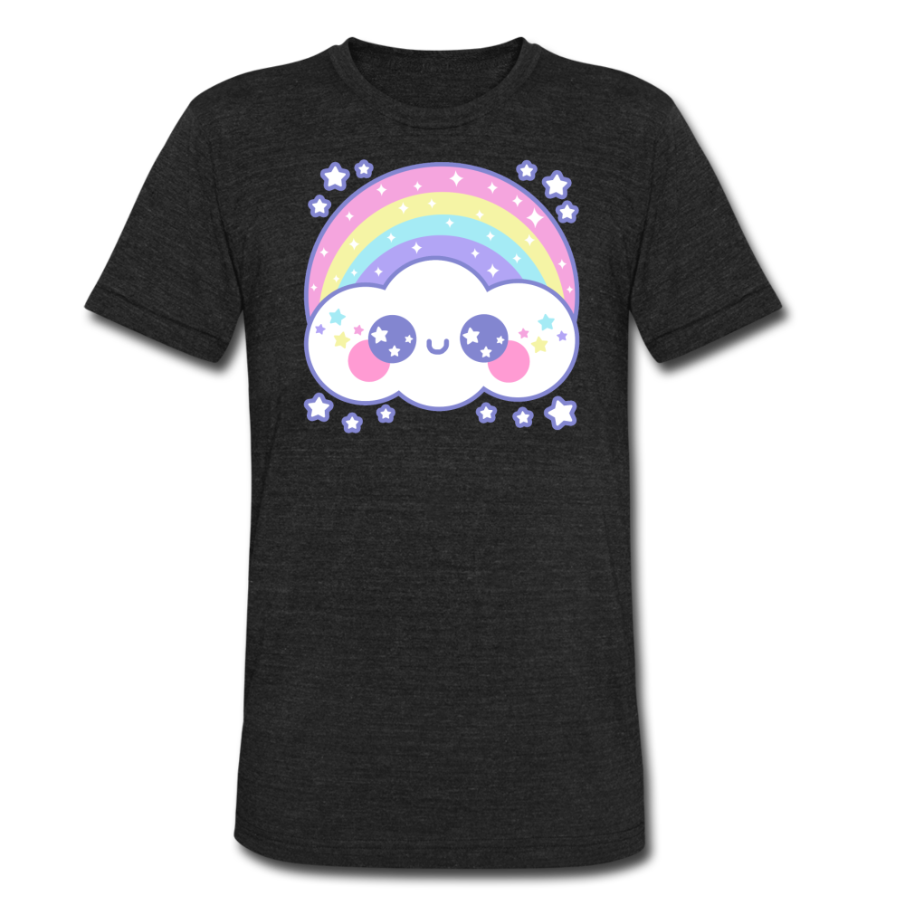 Happy Rainbow Cloud Unisex Tri-Blend T-Shirt - heather black