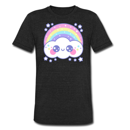 Happy Rainbow Cloud Unisex Tri-Blend T-Shirt - heather black