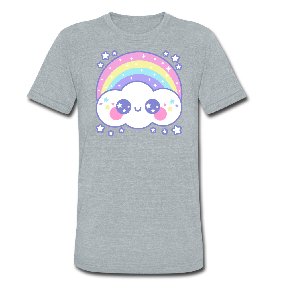 Happy Rainbow Cloud Unisex Tri-Blend T-Shirt - heather gray