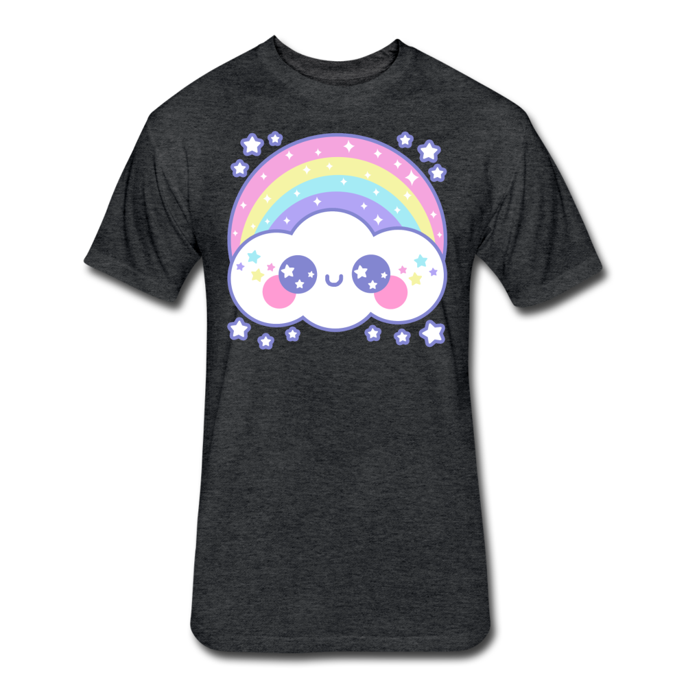Happy Rainbow Cloud Fitted Cotton/Poly T-Shirt - heather black