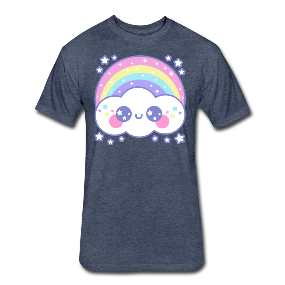 Happy Rainbow Cloud Fitted Cotton/Poly T-Shirt - heather navy