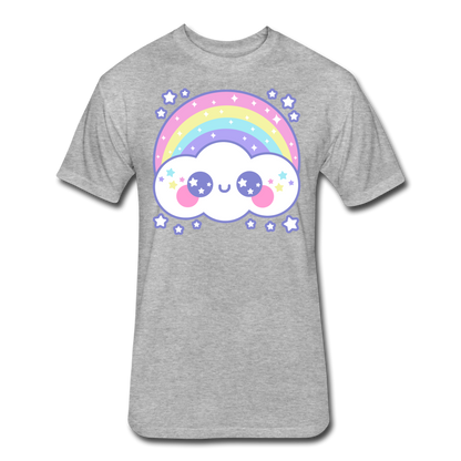 Happy Rainbow Cloud Fitted Cotton/Poly T-Shirt - heather gray