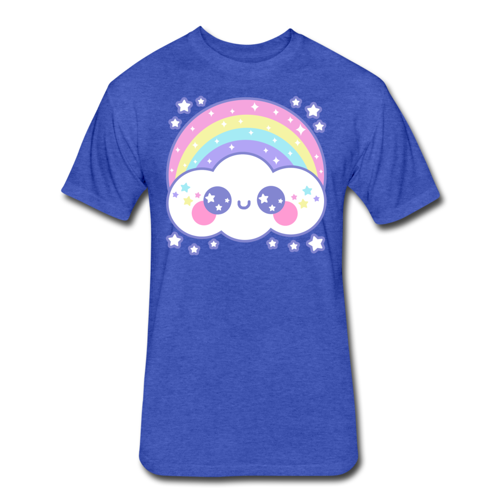 Happy Rainbow Cloud Fitted Cotton/Poly T-Shirt - heather royal