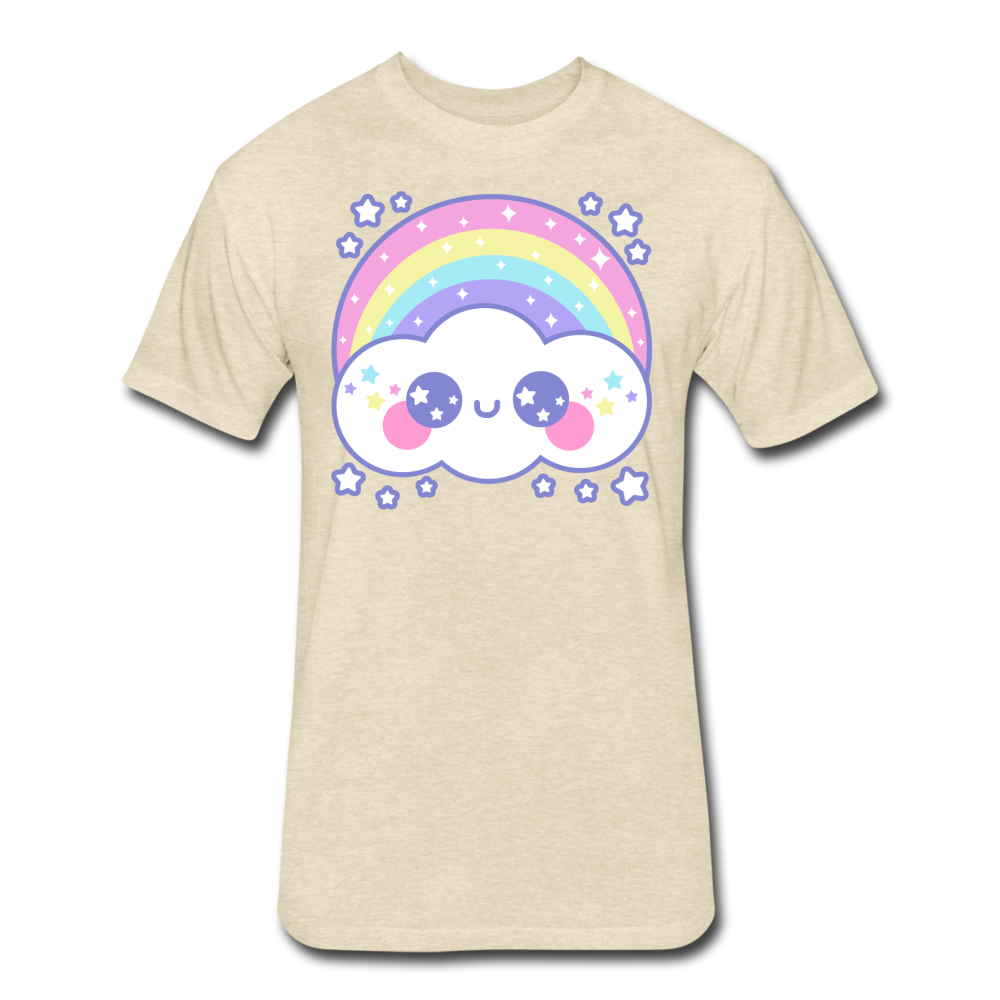 Happy Rainbow Cloud Fitted Cotton/Poly T-Shirt - heather cream