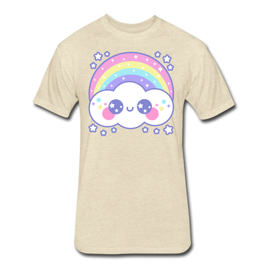 Happy Rainbow Cloud Fitted Cotton/Poly T-Shirt - heather cream