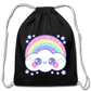 Happy Rainbow Cloud Cotton Drawstring Bag - black