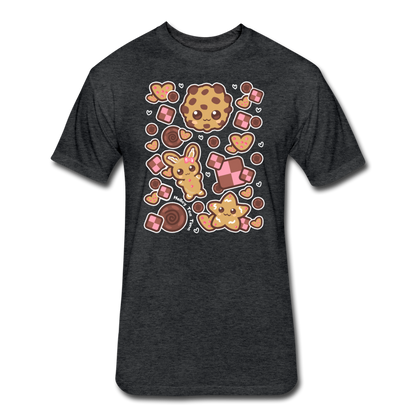 Kawaii Cookies Fitted Cotton/Poly T-Shirt - heather black