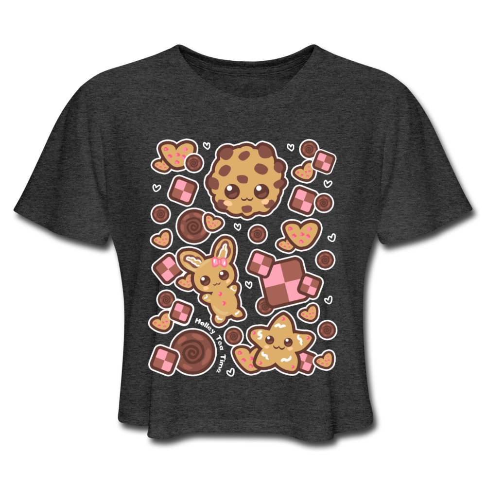 Kawaii Cookies Women's Cropped T-Shirt - deep heather