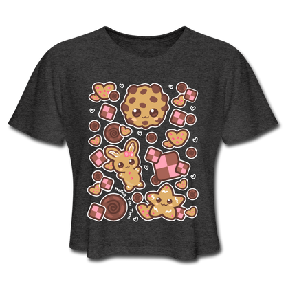 Kawaii Cookies Women's Cropped T-Shirt - deep heather