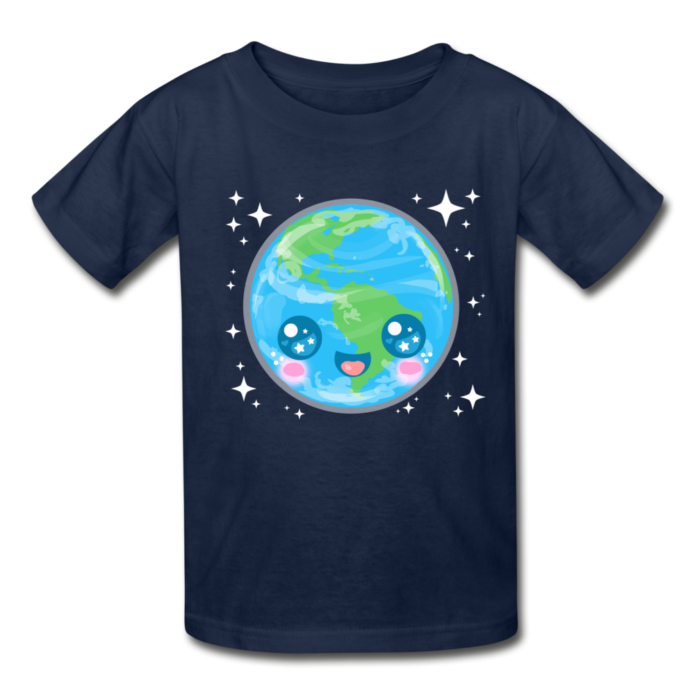 Youth Kawaii Earth T-Shirt - navy