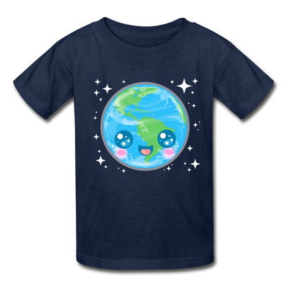 Youth Kawaii Earth T-Shirt - navy