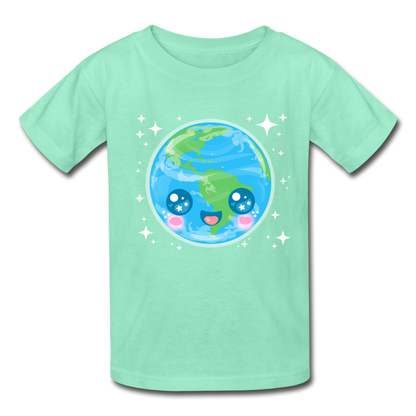 Youth Kawaii Earth T-Shirt - deep mint