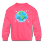 Kids' Kawaii Earth Crewneck Sweatshirt - neon pink