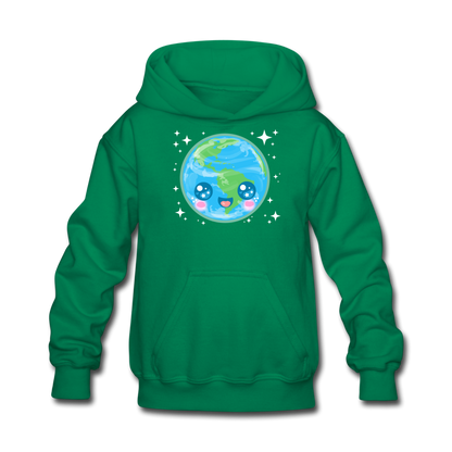 Kids' Kawaii Earth Hoodie - kelly green