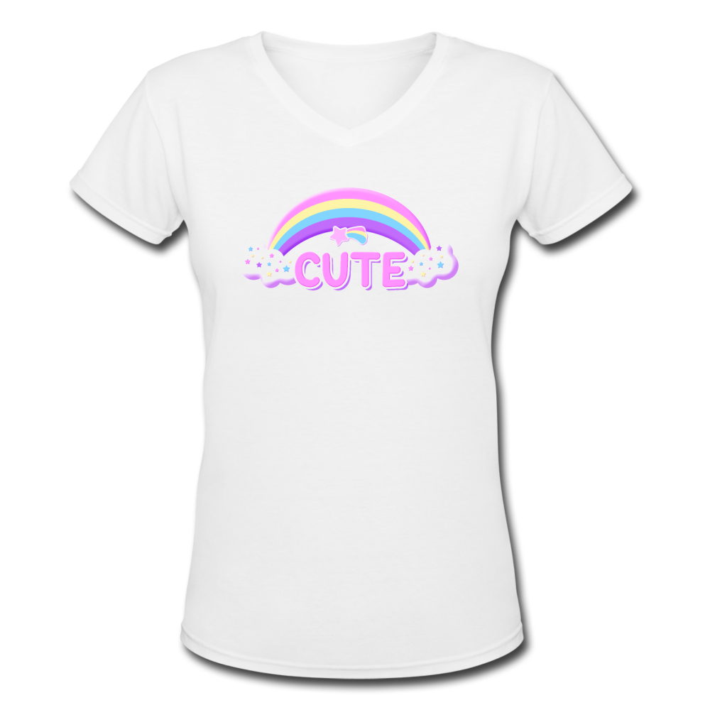 Rainbow Cute Magic Women's V-Neck T-Shirt - white