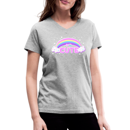 Rainbow Cute Magic Women's V-Neck T-Shirt - gray