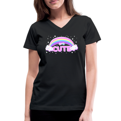 Rainbow Cute Magic Women's V-Neck T-Shirt - black