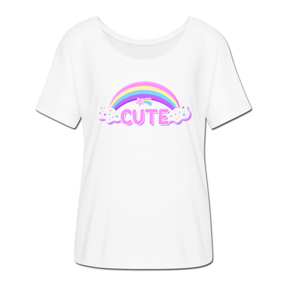 Rainbow Cute Magic Women’s Flowy T-Shirt - white