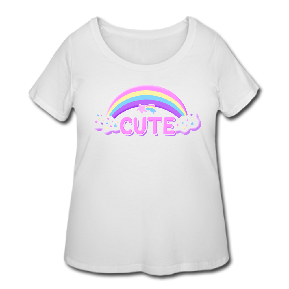 Rainbow Cute Magic Women’s Plus Size Curvy T-Shirt - white
