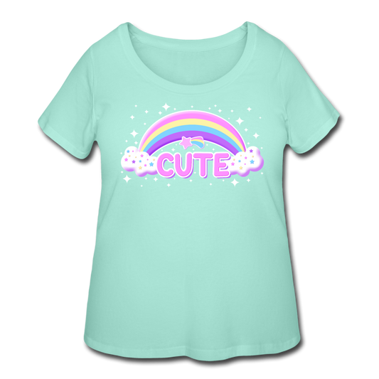 Rainbow Cute Magic Women’s Plus Size Curvy T-Shirt - mint