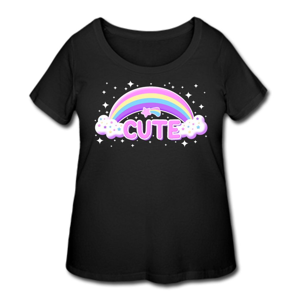 Rainbow Cute Magic Women’s Plus Size Curvy T-Shirt - black