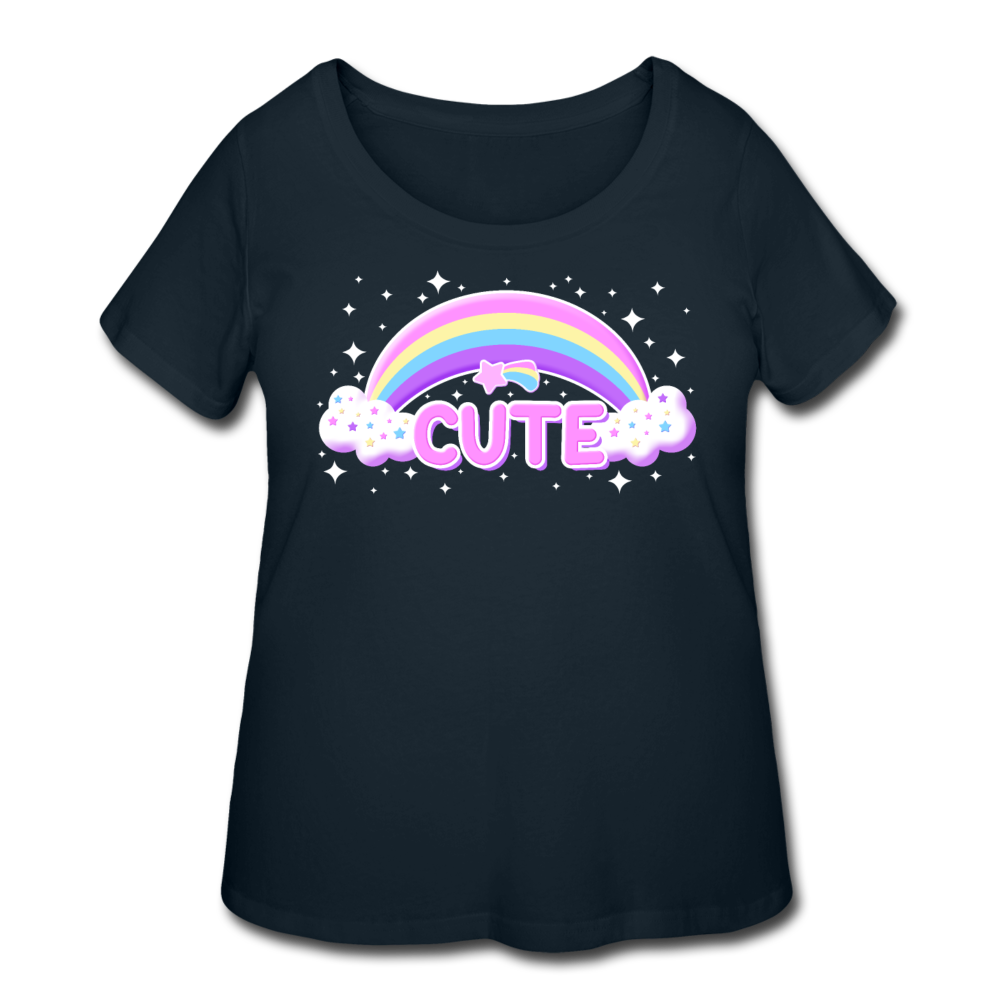 Rainbow Cute Magic Women’s Plus Size Curvy T-Shirt - navy