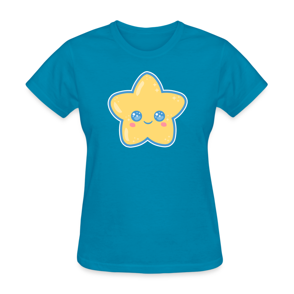 Kawaii Star Women's Turquoise T-Shirt - turquoise