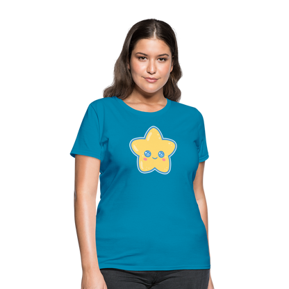 Kawaii Star Women's Turquoise T-Shirt - turquoise