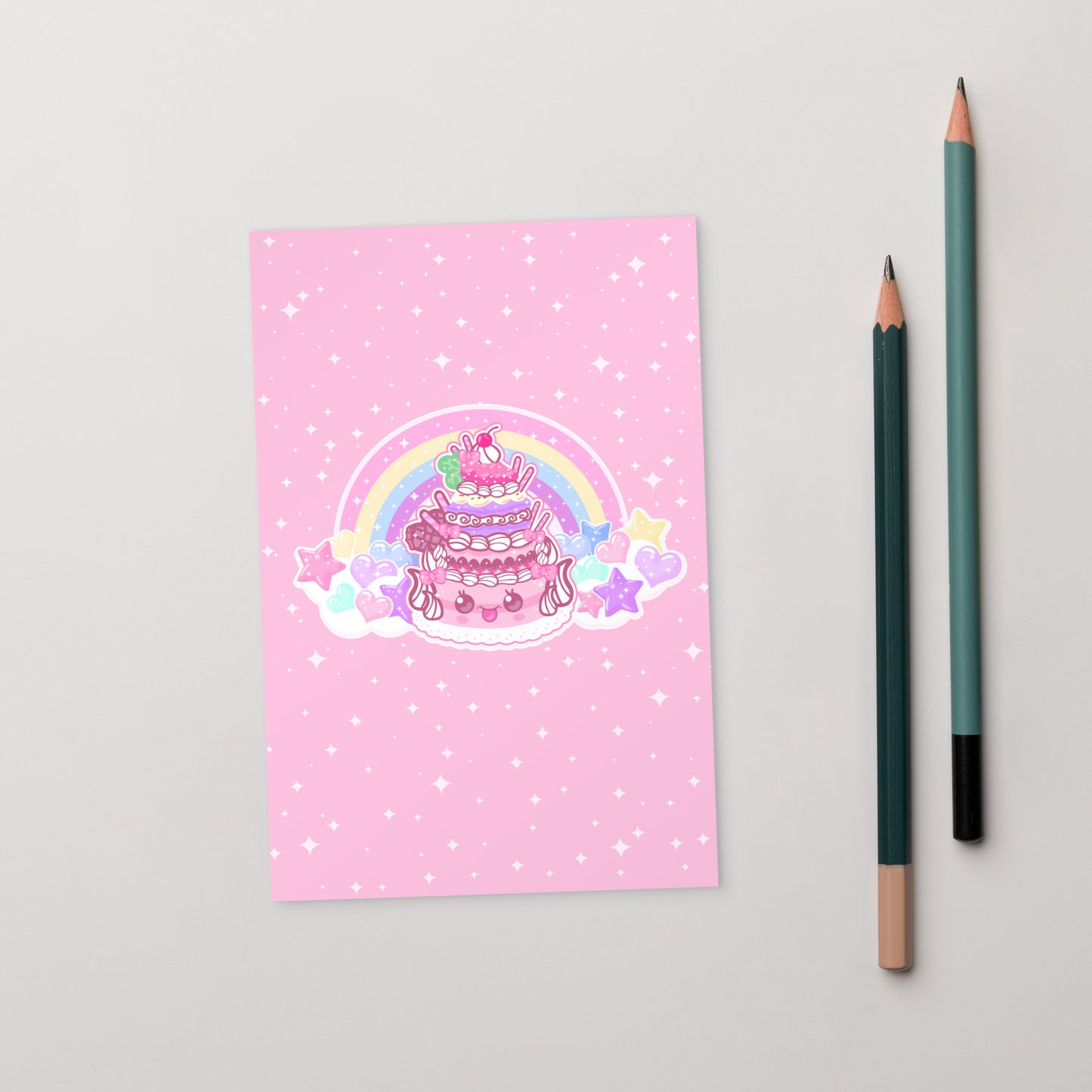 Kawaii Sparkle Cake - (4" x 6") Art Print Postcard