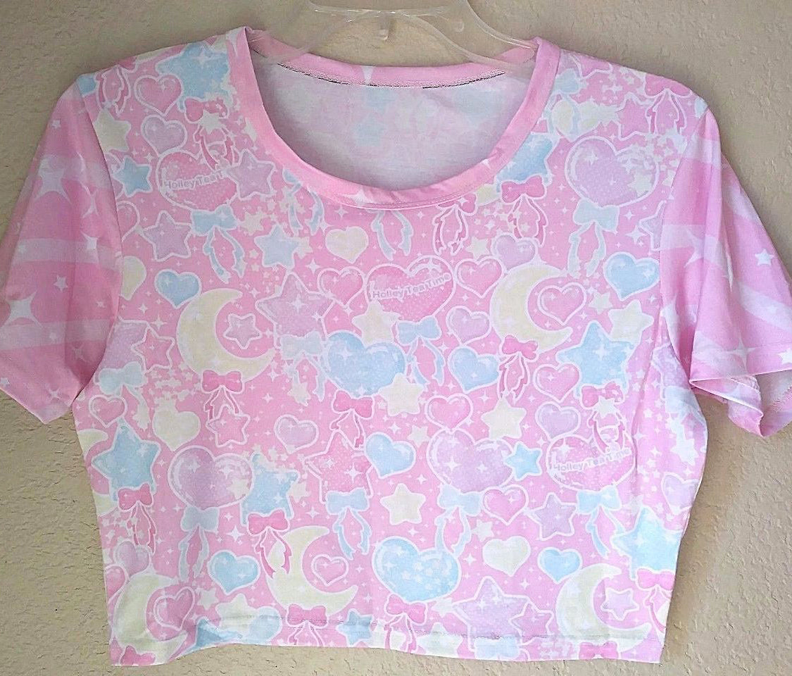 Pastel Party Pink Cotton Crop Top Woman's Cotton Crop Top [made to order]