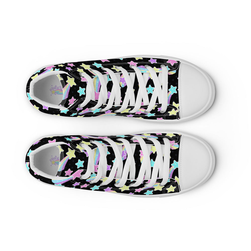 Starry Party Black Women’s High Top Canvas Shoes